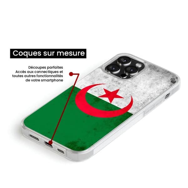 Reinforced silicone case printed compatible with Apple iPhone 15 Pro Algerian flag