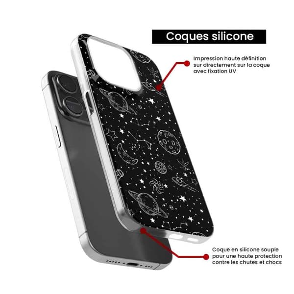 Tryckt silikonfodral som är kompatibelt med Apple iPhone 14 Plus Galaxy draw