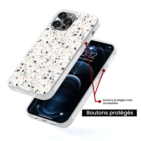 Förstärkt silikonfoder med tryck kompatibel med Apple iPhone 14 Terrazzo färg