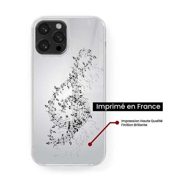 Siliconfodral med förstärkning, tryckt, kompatibel med Apple iPhone 16 Plus Valse des notes