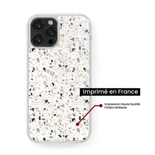 Förstärkt silikonfoder med tryck kompatibel med Apple iPhone 14 Terrazzo färg