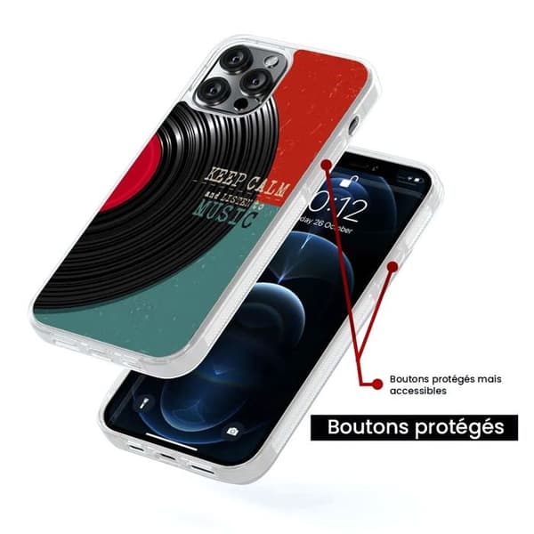 Coque iPhone 14 i förstärkt silikon med tryck Keep calm