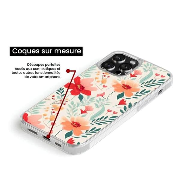 Siliconfodral med förstärkning tryckt kompatibelt med Apple iPhone 14 Plus Blomvägg