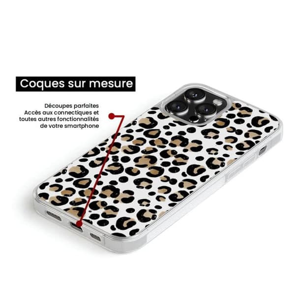 Förstärkt läderfodral med tryck kompatibel med Apple iPhone 14 Leopard