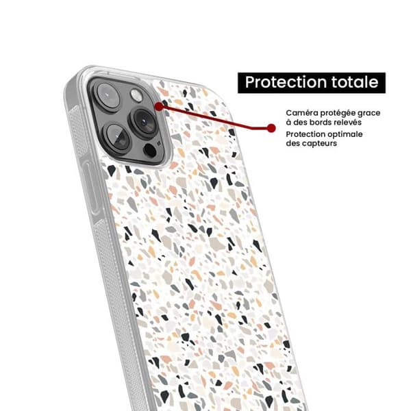 Förstärkt silikonfoder med tryck kompatibel med Apple iPhone 14 Terrazzo färg
