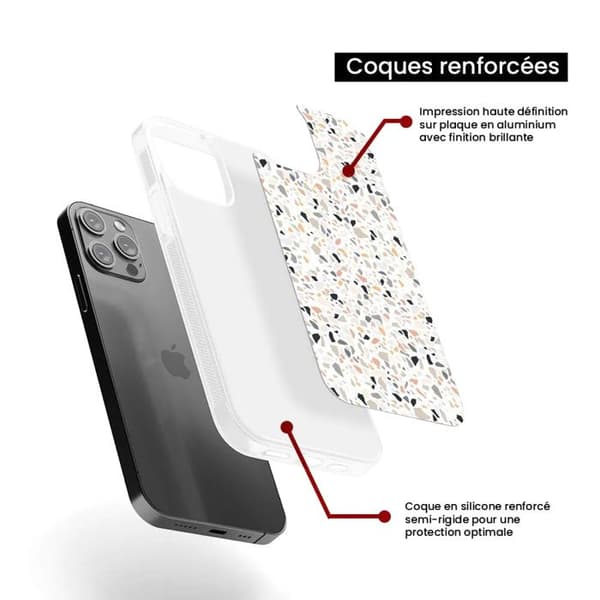 Förstärkt silikonfoder med tryck kompatibel med Apple iPhone 14 Terrazzo färg