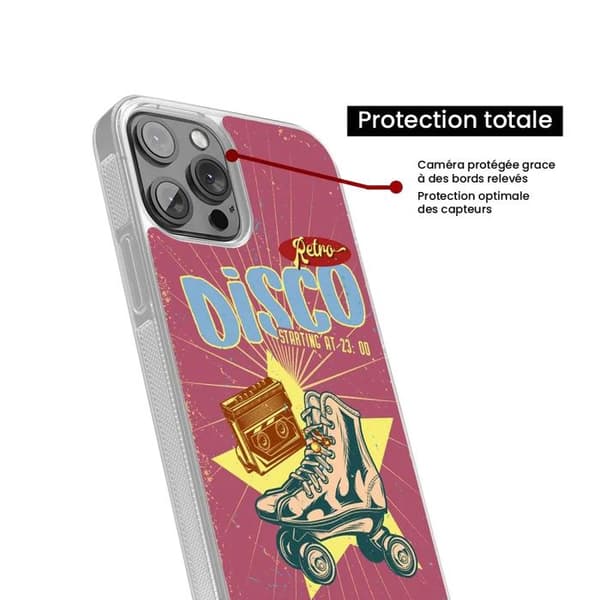 Skyddande silikonfodral kompatibelt med Apple iPhone 16 Pro Max Retro disco