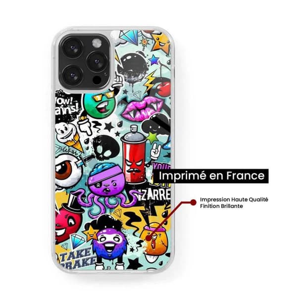 Coque iPhone 14 Pro Max Graffiti 2 i förstärkt silikon kompatibel