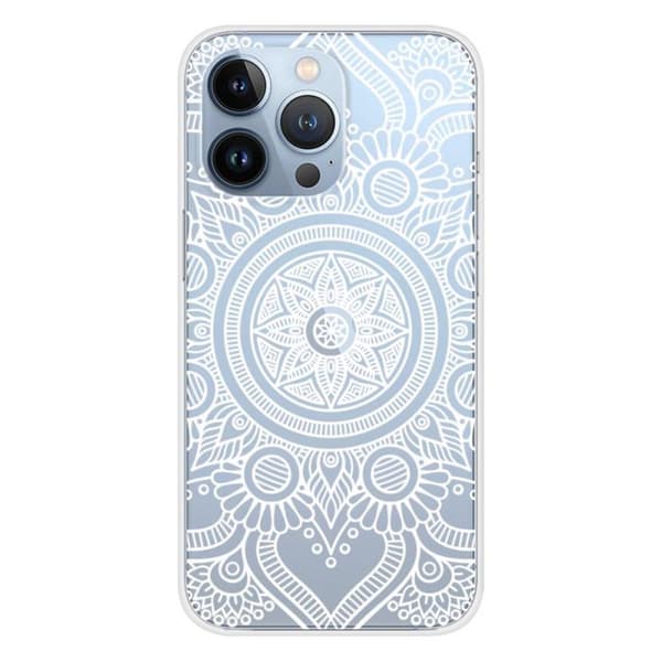 Siliconetui - Kompatibel med Apple iPhone 13 Pro - design mandala vit