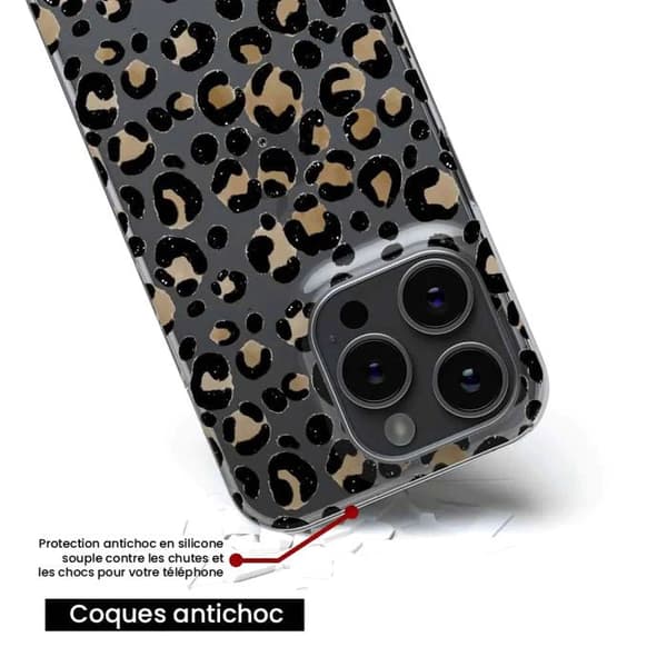 Tryckt silikonfodral som är kompatibelt med Apple iPhone 16 Plus Leopard