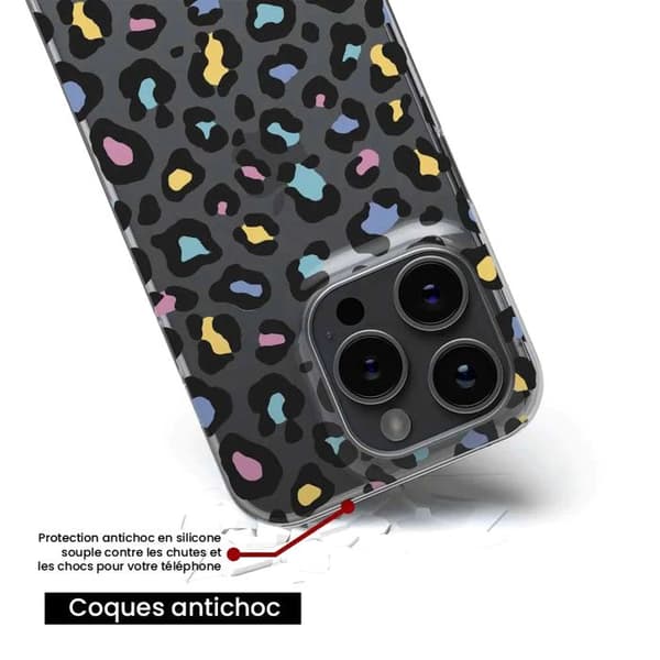 Tryckt silikonfodral som är kompatibelt med Apple iPhone 16 Färgglad leopard