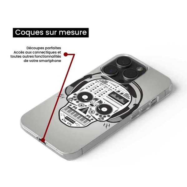 Tryckt silikonfodral som är kompatibelt med Apple iPhone 15 Skull Music