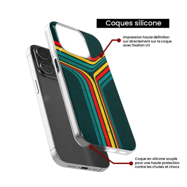 Tryckt silikonfodral som är kompatibelt med Apple iPhone 13 Retro-linjer