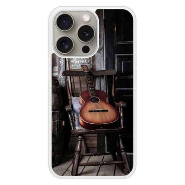Förstärkt silikonfodral med tryck kompatibelt med Apple iPhone 15 Pro Gitarr