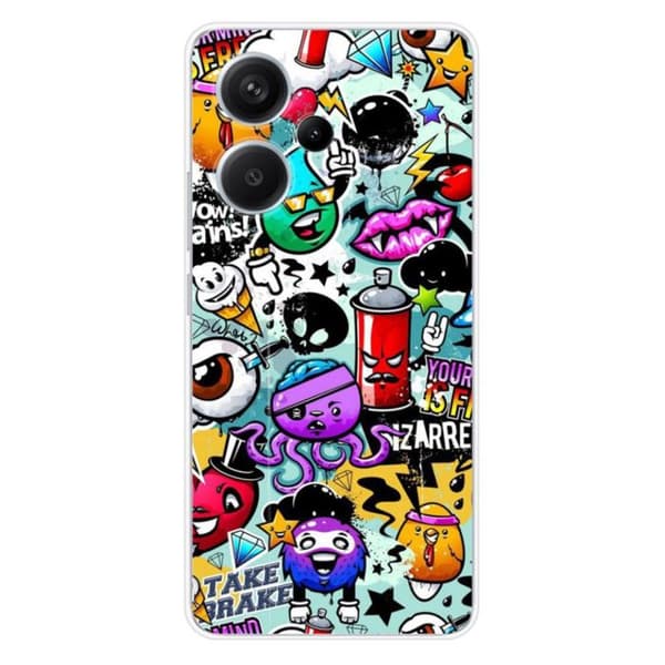 Tryckt silikonfodral kompatibelt Xiaomi Redmi Note 13 Pro Plus 5G Graffiti 2