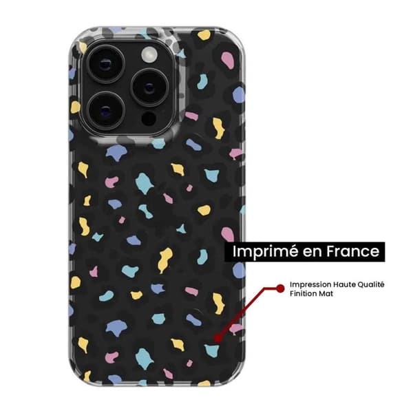 Tryckt silikonfodral som är kompatibelt med Apple iPhone 15 Pro Colorful leopard