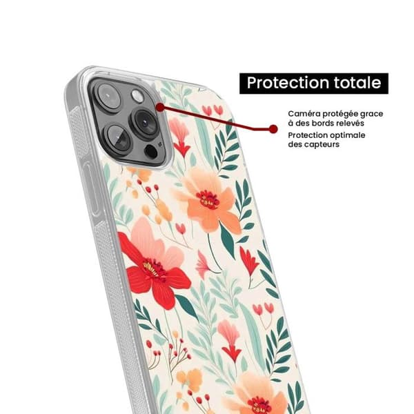 Förstärkt silikonskal med tryck kompatibelt med Apple iPhone 13 Blomvägg