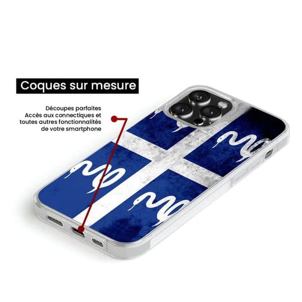 Reinforced silicone case printed compatible with Apple iPhone 14 Plus Martinique Flag