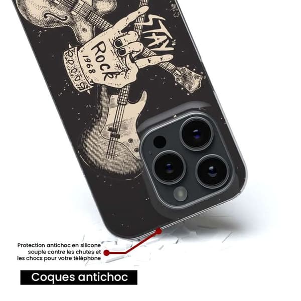 Tryckt silikonfodral som är kompatibelt med Apple iPhone 16 Plus Stay rock