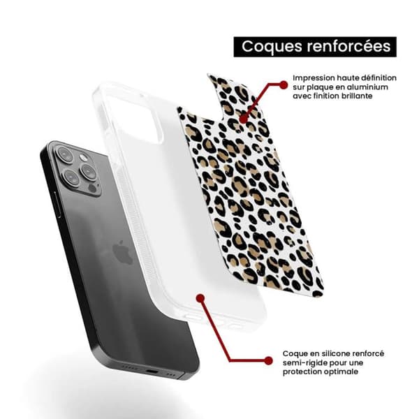 Siliconförstärkt tryckt skal kompatibelt med Apple iPhone 13 Leopard