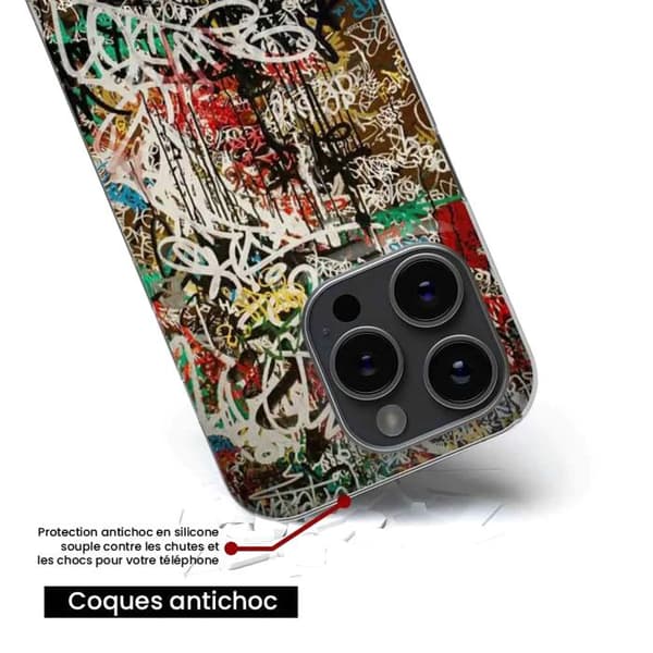 Tryckt silikonfodral som är kompatibelt med Apple iPhone 16 Graffiti 1