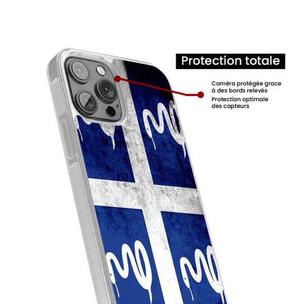 Förstärkt silikonfoder med tryck kompatibel med Apple iPhone 15 Plus Martinique flagga