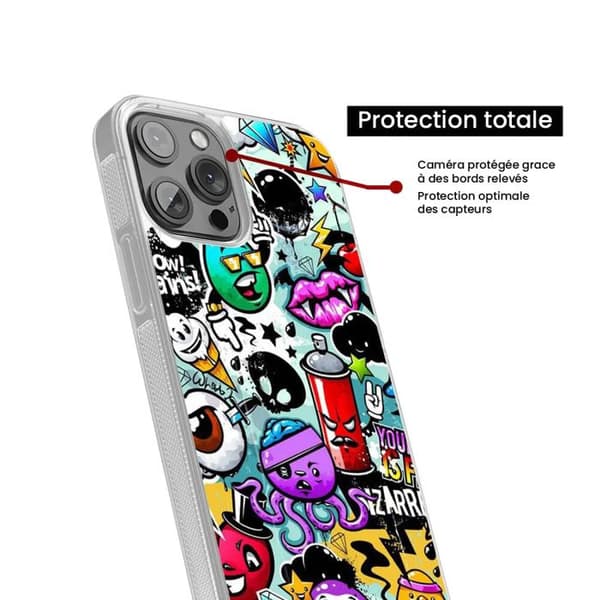 Coque iPhone 14 Pro Max Graffiti 2 i förstärkt silikon kompatibel