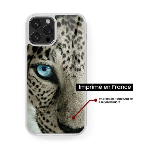Förstärkt silikonfodral med tryck kompatibelt med Apple iPhone 14 Pro Leopardöga