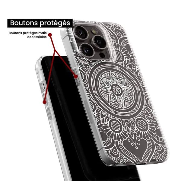 Tryckt silikonfodral som är kompatibelt med Apple iPhone 16 Pro White Mandala