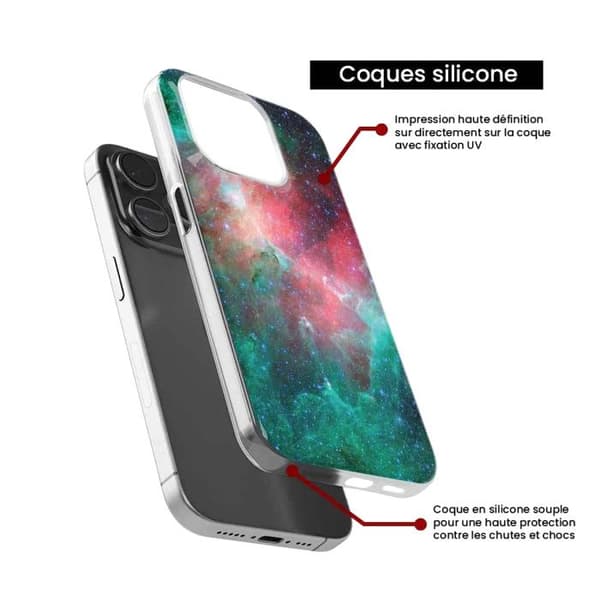 Tryckt silikonfodral som är kompatibelt med Apple iPhone 16 Nebula