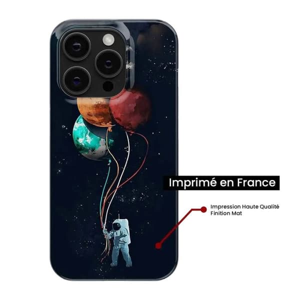 Tryckt silikonfodral som är kompatibelt med Apple iPhone 15 Plus Balloon Cosmonaut