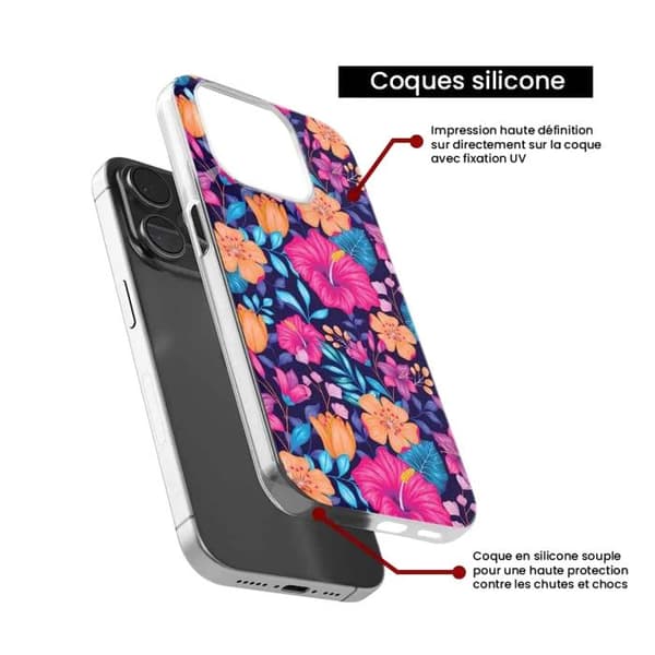 Siliconfodral - Kompatibel med Apple iPhone 15 Plus - design med exotiska blommor