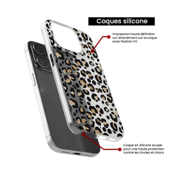 Tryckt silikonfodral som är kompatibelt med Apple iPhone 16 Plus Leopard