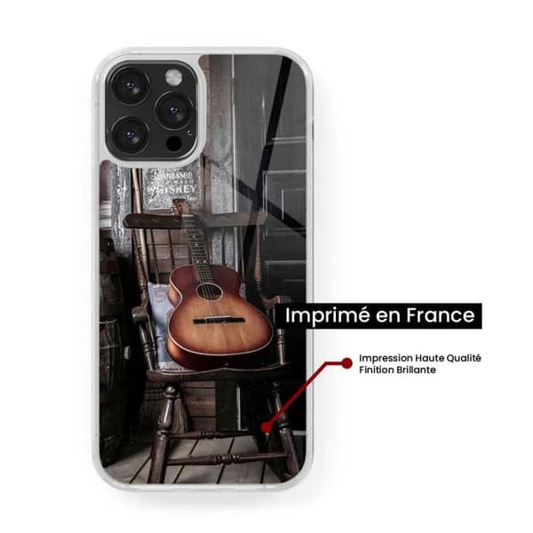 Förstärkt silikonfodral med tryck kompatibelt med Apple iPhone 14 Plus Gitarr