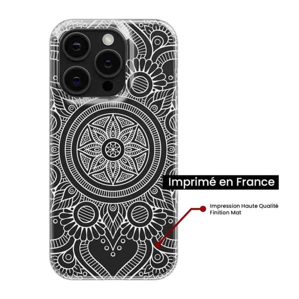 Siliconfodral - Kompatibel med Apple iPhone 14 Pro - vit mandala design
