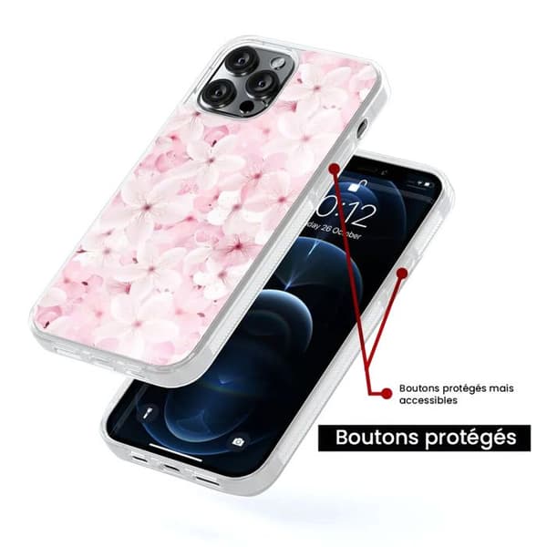 Förstärkt silikonskal med tryck kompatibelt med Apple iPhone 14 Pro Max Sakura