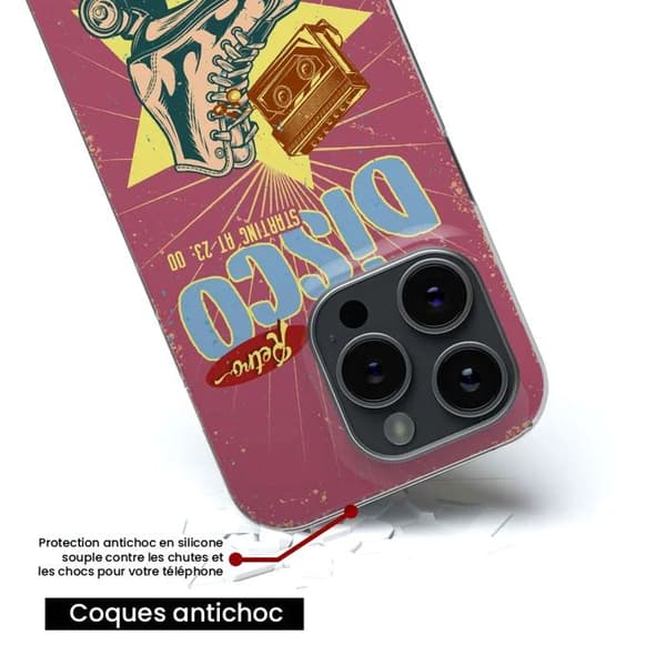 Tryckt silikonfodral som är kompatibelt med Apple iPhone 14 Retro disco