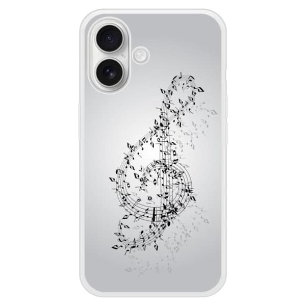Siliconfodral med förstärkning, tryckt, kompatibel med Apple iPhone 16 Plus Valse des notes