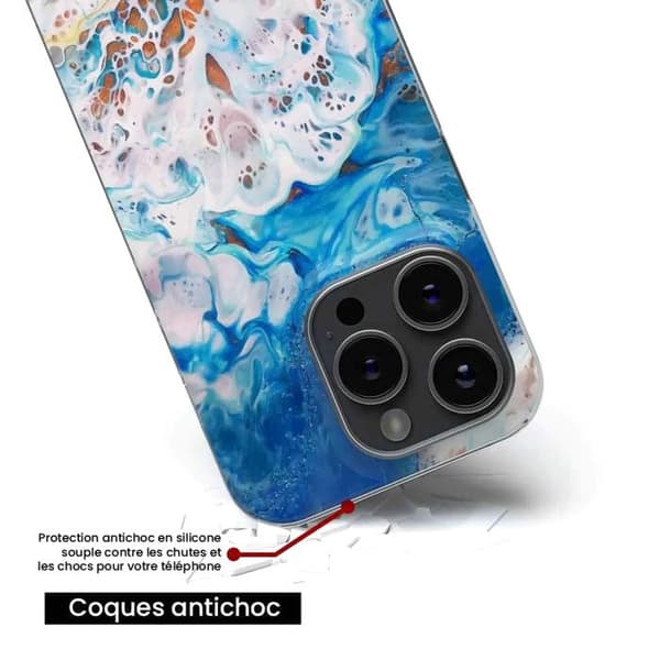 Tryckt silikonfodral som är kompatibelt med Apple iPhone 14 Plus Ocean marmor