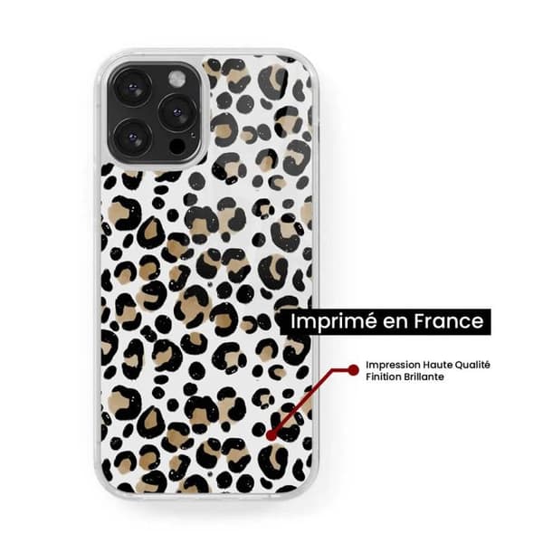 Siliconstöttad tryckt skal kompatibelt med Apple iPhone 15 Leopard