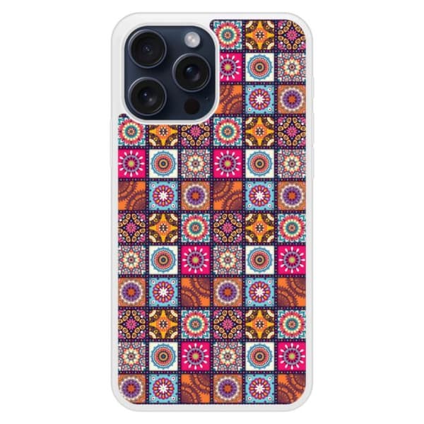 Siliconförstärkt skal med tryck kompatibelt med Apple iPhone 15 Pro Max Patchwork Mandala