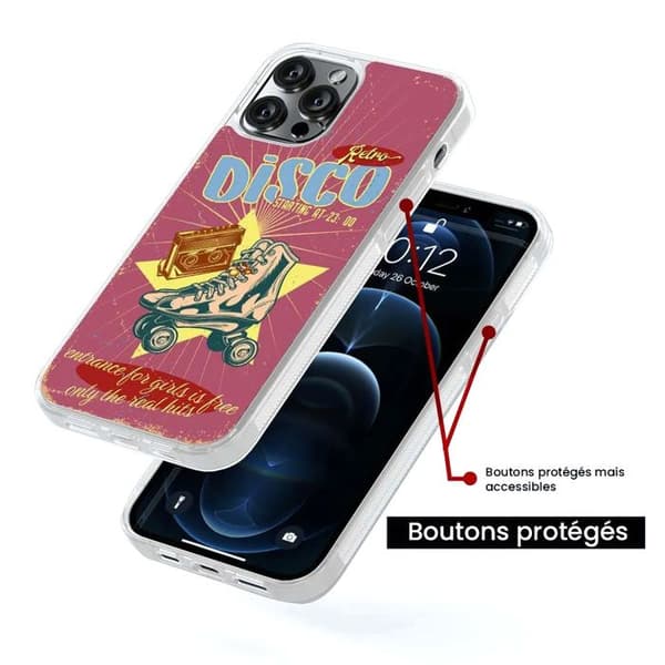 Skyddande silikonfodral kompatibelt med Apple iPhone 16 Pro Max Retro disco