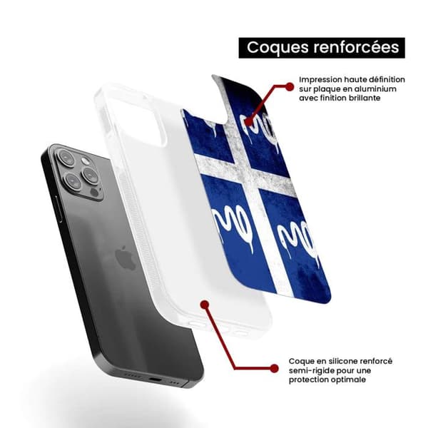 Förstärkt silikonfoder med tryck kompatibel med Apple iPhone 15 Plus Martinique flagga