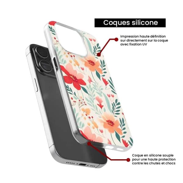 Siliconefodral med tryck kompatibel med Apple iPhone 16 Plus Blomvägg