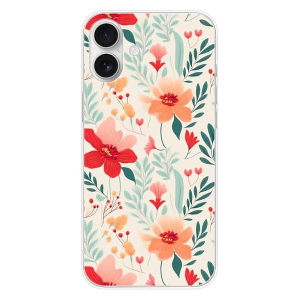 Siliconefodral med tryck kompatibel med Apple iPhone 16 Plus Blomvägg