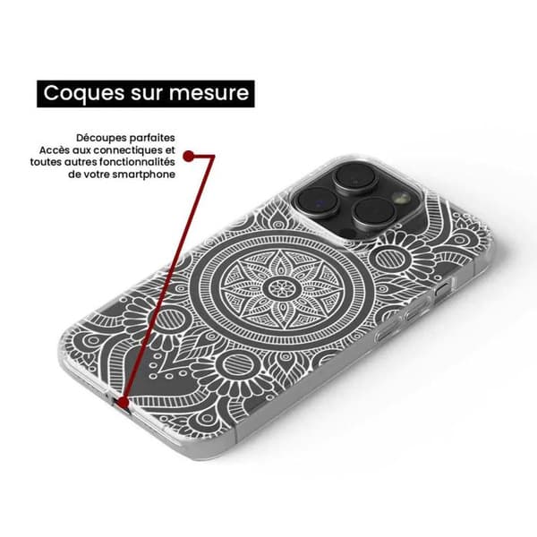 Tryckt silikonfodral som är kompatibelt med Apple iPhone 16 Plus White Mandala