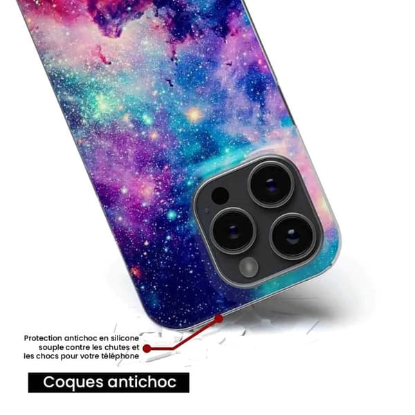 Tryckt silikonfodral som är kompatibelt med Apple iPhone 15 Galaxy Blue