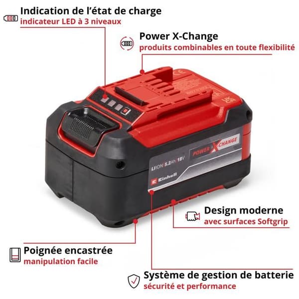 Einhell Batteri 5,2 Ah PXC PLUS (Lithium-Ion, 18V, til alle Einhell PXC apparater)