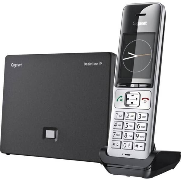 Gigaset BasicLine IP+COMFORT 500HX DECT, GAP, IP-DECT/GAP, VoIP Trådløs VoIP-telefon sort, sølv