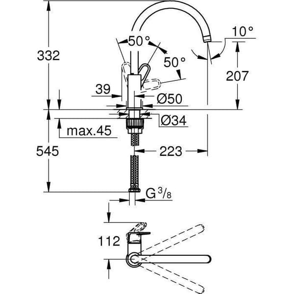 GROHE - Engrepps diskbänksblandare